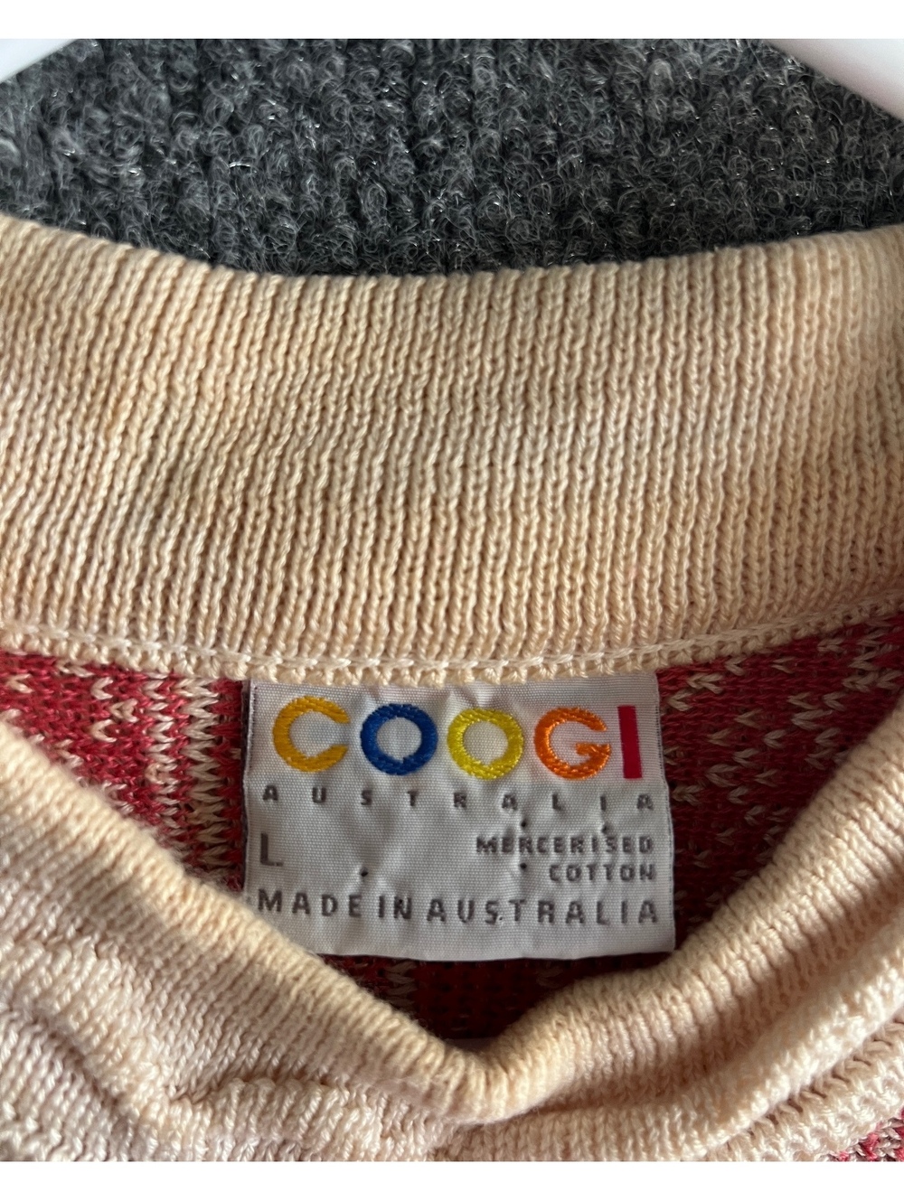 Coogi Australia Vintage Mercersied Cotton Sweater Size Large Multicolor Pattern
